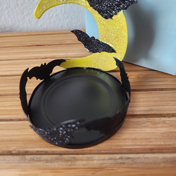 Halloween PartyLite Charmed Cat Tealight Votive Candle Holder Sparkly Witch Moon - Picture 4 of 10